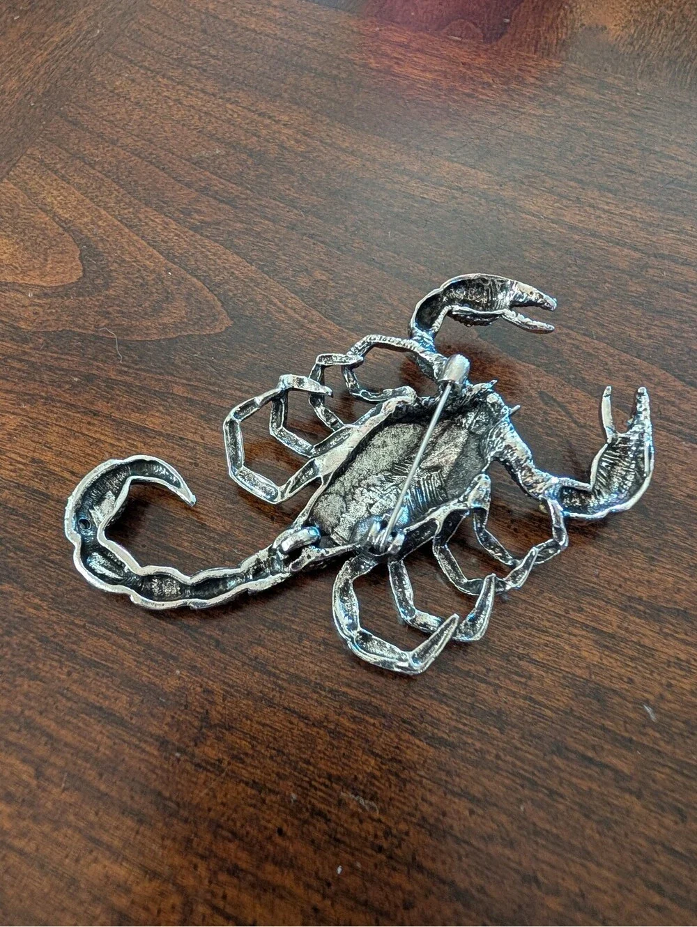 Teal Blue Pink Silver Tone Scorpion Brooch Tail Moves New